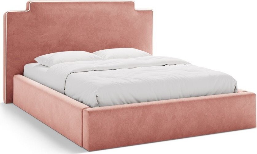 Růžová čalouněná dvoulůžková postel s úložným prostorem s roštem 160x200 cm Princess – Micadoni