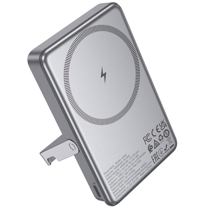 Magnetická powerbanka s držákem Hoco Sunlight PD20w 10000mAh - stříbrná