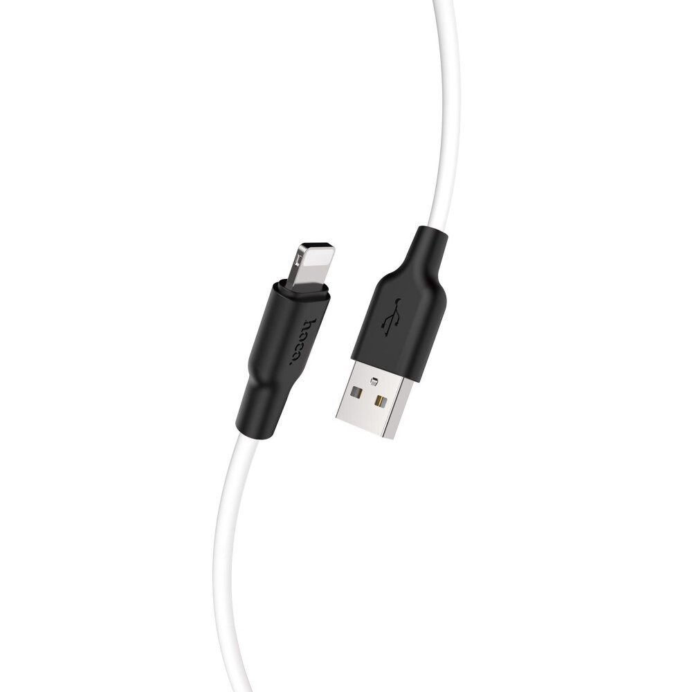 Plus silikonový nabíjecí kabel na Lightning USB Hoco 1m - bílý-černý