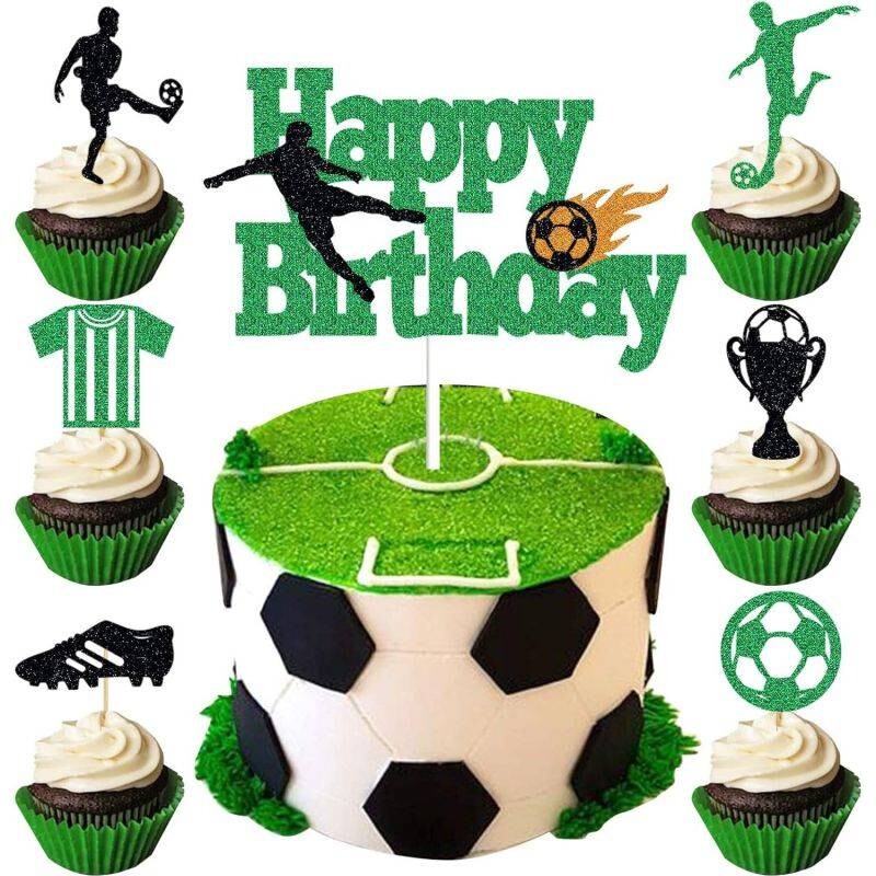 Zápichy na muffiny a dort Happy Birthday fotbal 13ks - Cakesicq