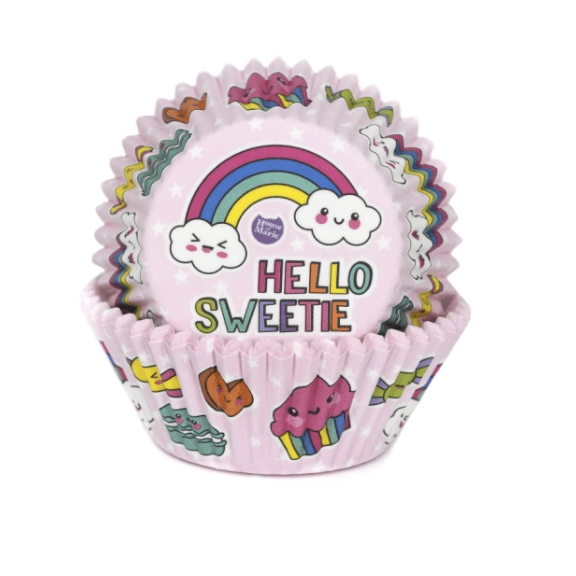 Růžové košíčky duha na cupcake 50ks 50x33mm - House of Marie