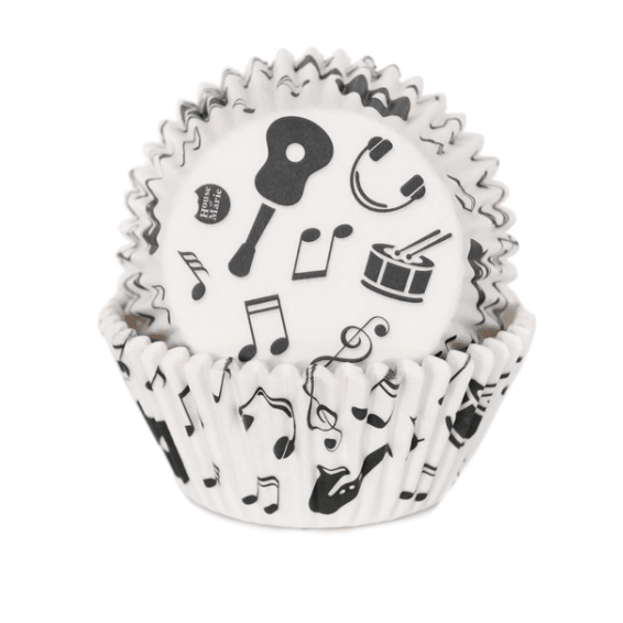 Bílé košíčky hudba na cupcake 48ks 50x33mm - House of Marie