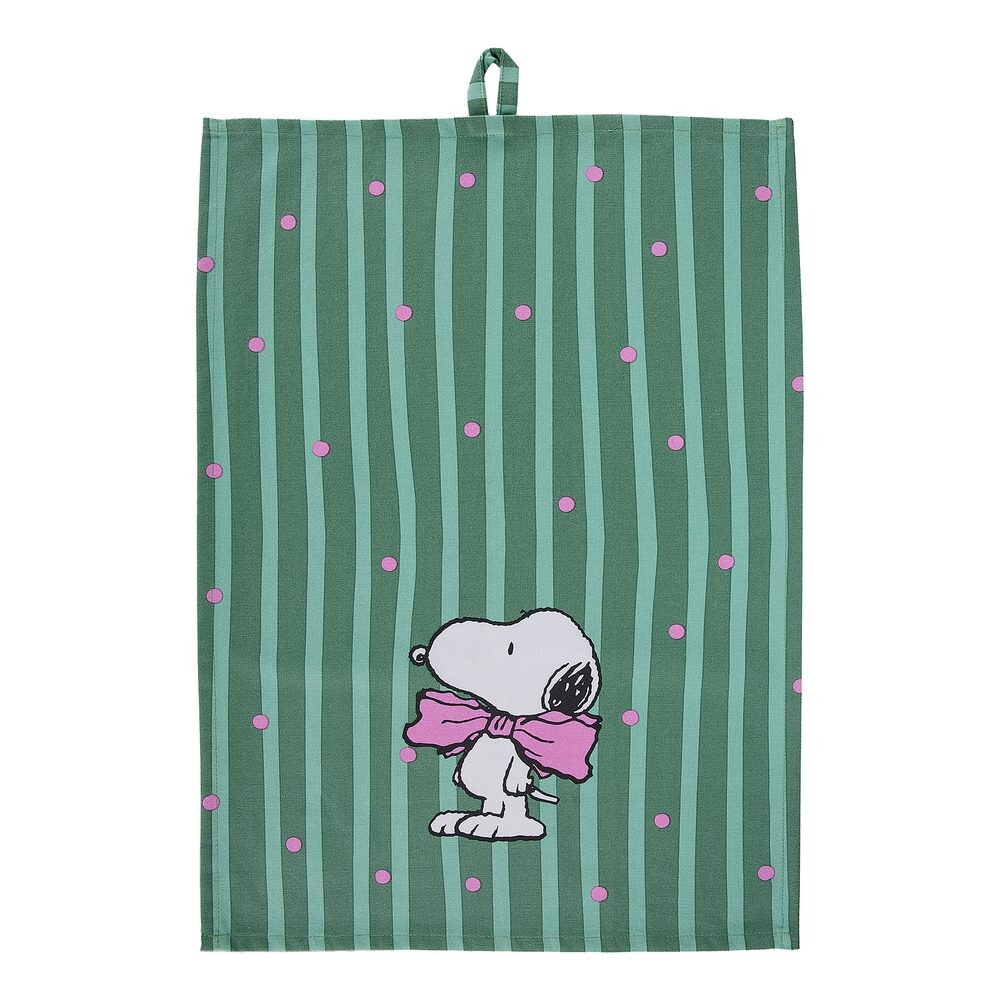 PEANUTS Utěrka Snoopy s motýlkem - zelená