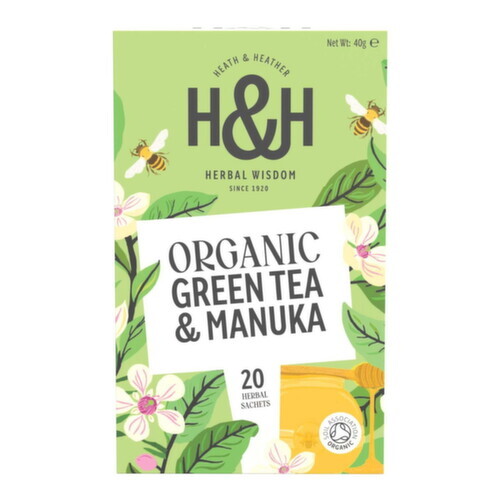 H&H Zelený čaj s medem Manuka BIO 20x2g