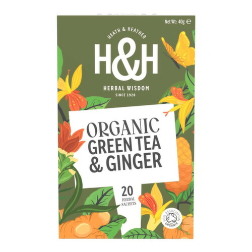 H&H Zelený čaj se zázvorem BIO 20x1.5g