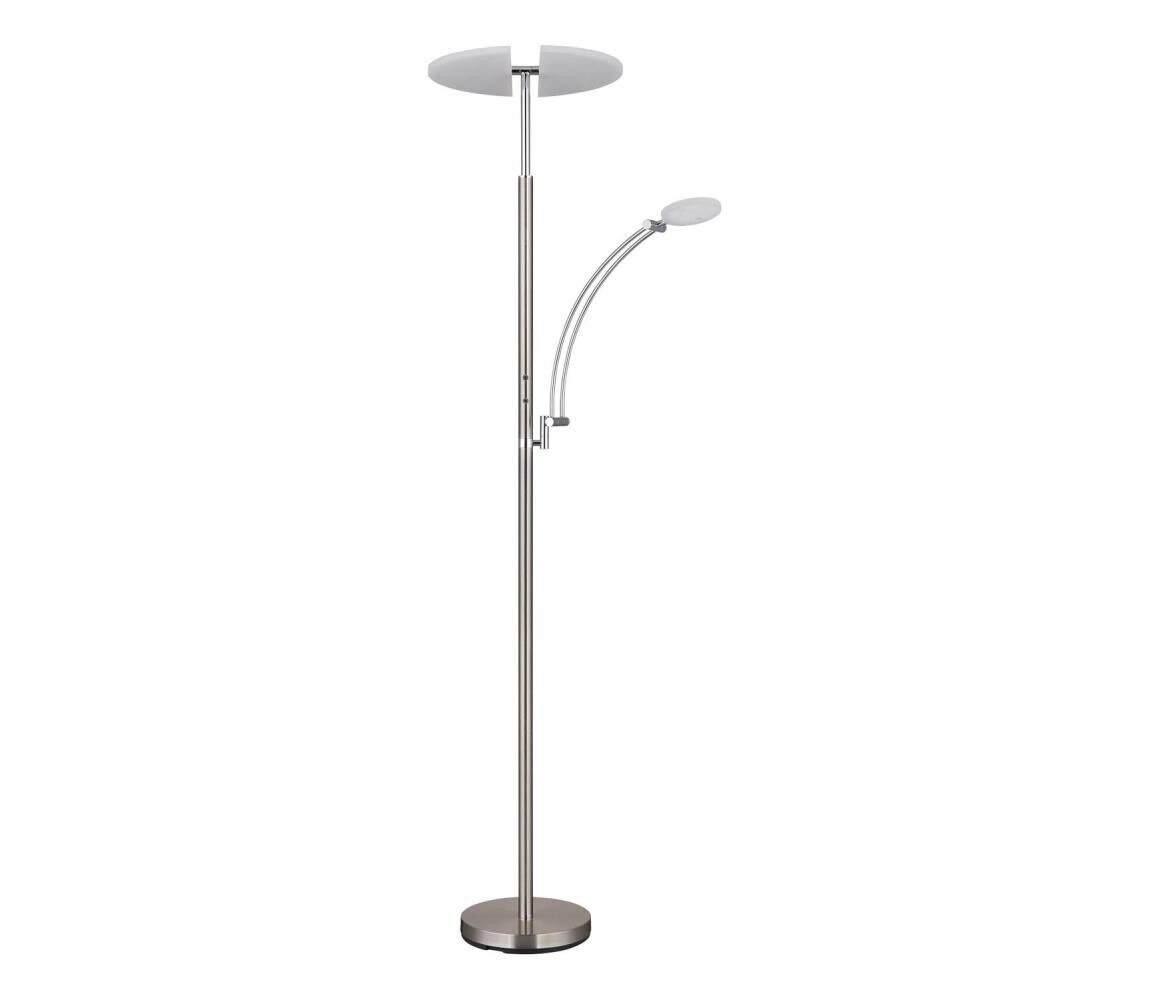 Globo 58909N - LED Stmívatelná stojací lampa TIRANA 40W/230V + 5,5W matný chrom 58909N