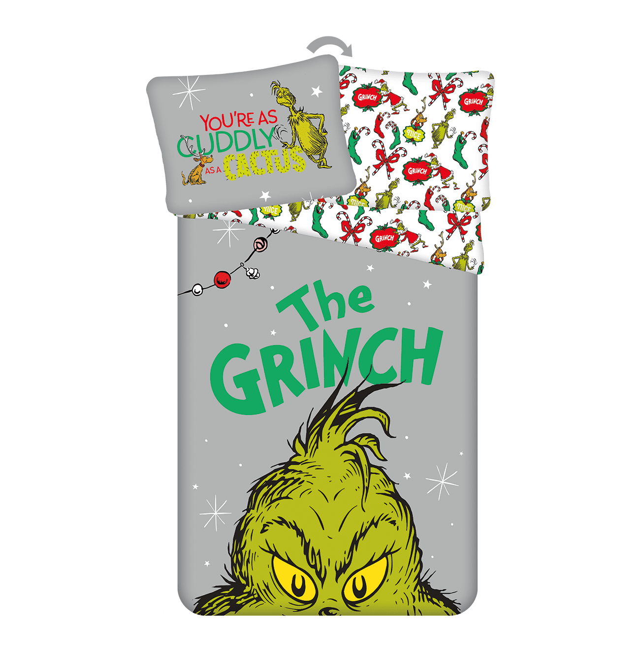 Jerry Fabrics Vánoční bavlněné povlečení 140x200 + 70x90 cm - Grinch