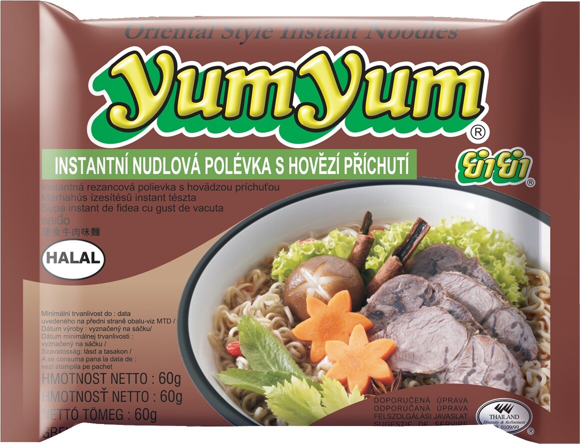 YUM YUM Instantní nudlová polévka hovězí 60 g DMT 06/2026