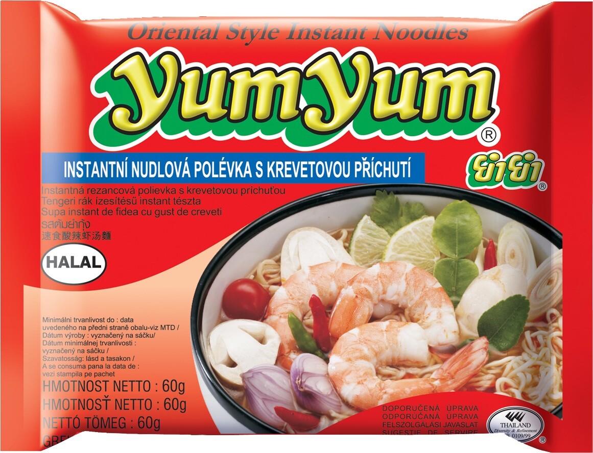 YUM YUM Instantní nudlová polévka krevetová 60 g DMT 06/2026