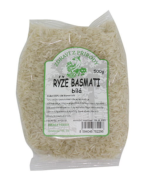 Zdraví z přírody Rýže basmati bílá 500g ZP DMT 07/2026