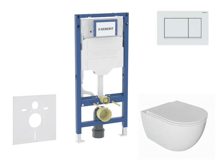 Geberit SANI11CA3135B - Set předstěnové instalace, klozetu Oudee a sedátka softclose, tlačítko Sigma20, bílá/bílá mat