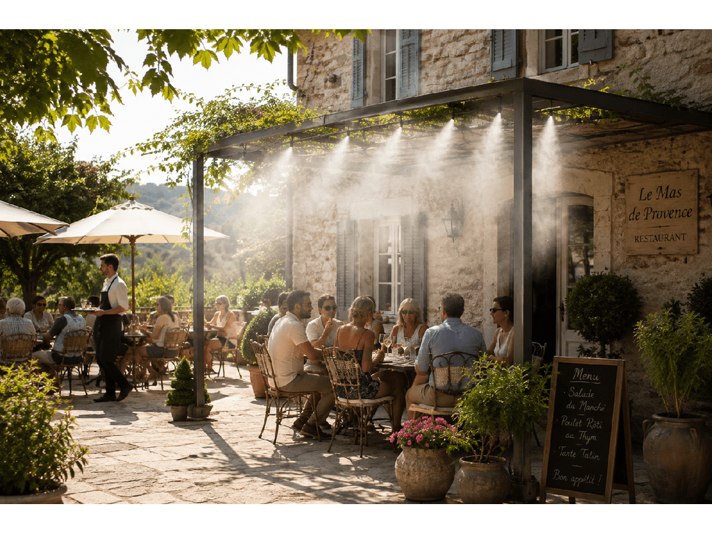 Eco produkty Vodní mlha - mlžící systém na zahrádky a terasy pro restaurace a kavárny - 15 m,  10 trysek