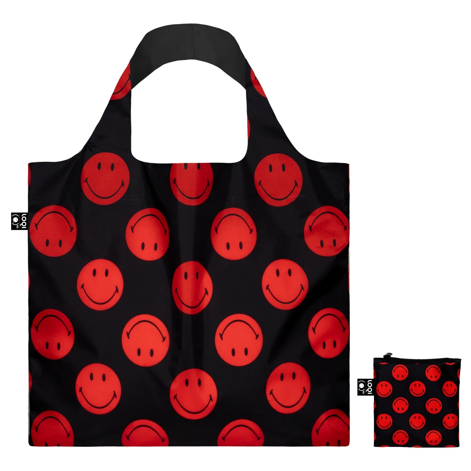 Skládací nákupní taška LOQI SMILEY Red Lucky Black