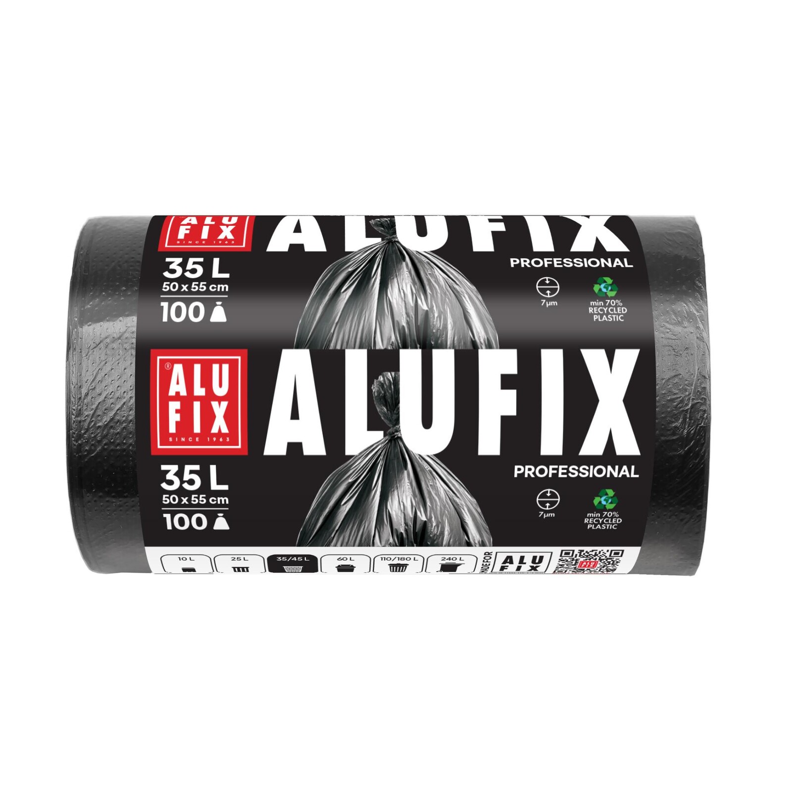 Pytle na odpad Alufix - 35 l, 100 ks, 7 µm, HDPE, 50 × 55 cm, černé