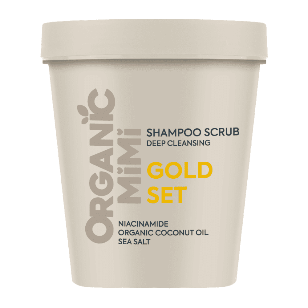 ORGANIC MIMI Gold Set Hloubkově čisticí šamponový scrub 310 g
