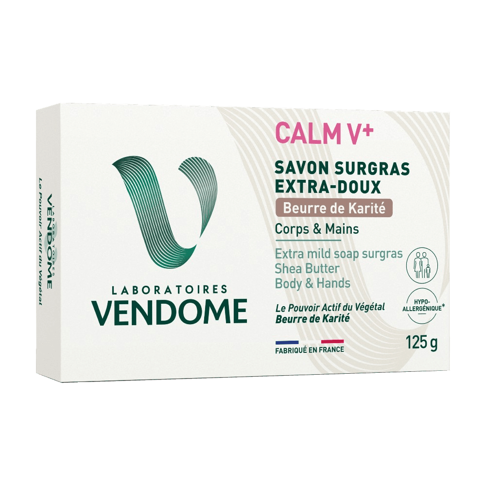 VENDOME CALM V+ Extra jemné tuhé mýdlo s bambuckým máslem 125 g