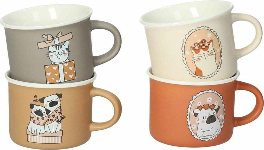 Porcelánové hrnky v sadě 4 ks 150 ml Cani e Gatti – Brandani