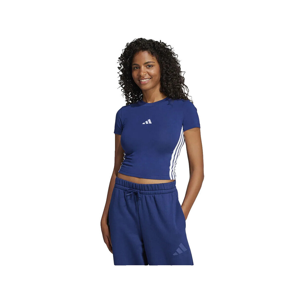 adidas  T-shirt  Essentials 3 Stripes slim femme bleu  Modrá