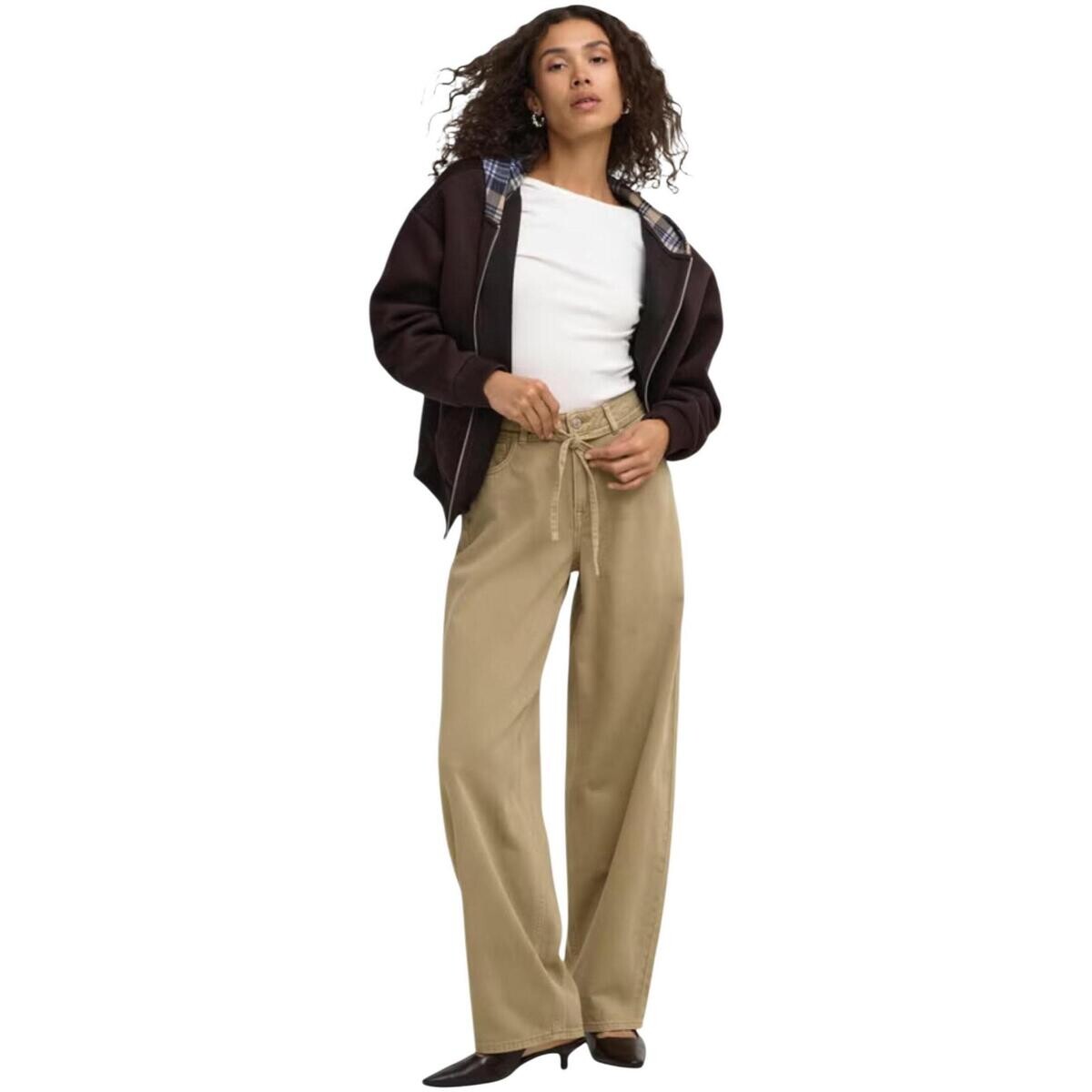 Only ONLGIANNA-SILLA MW ST BELT PANT PNT NOOS 15372521 Béžová
