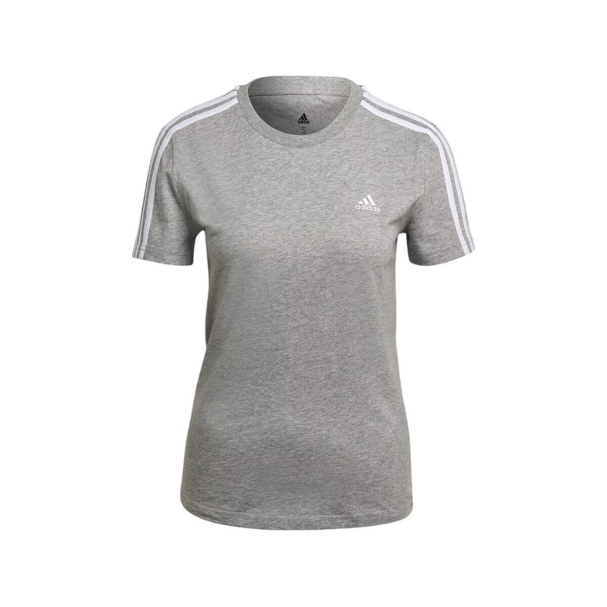 adidas  T-shirt  Essentials Slim 3-Stripes coton  Šedá