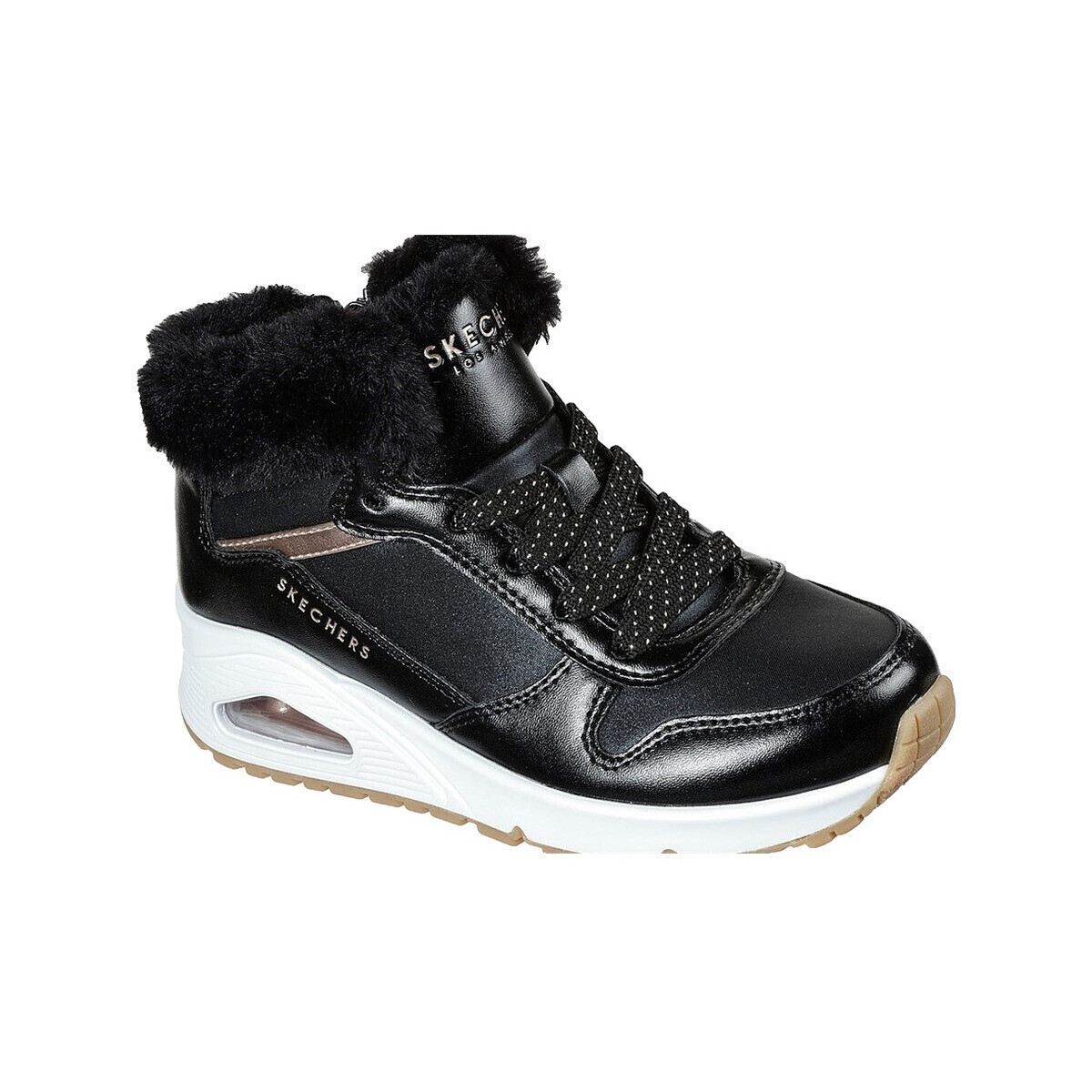Skechers  Bottines  uno cozy on air noir/rose doré  Černá