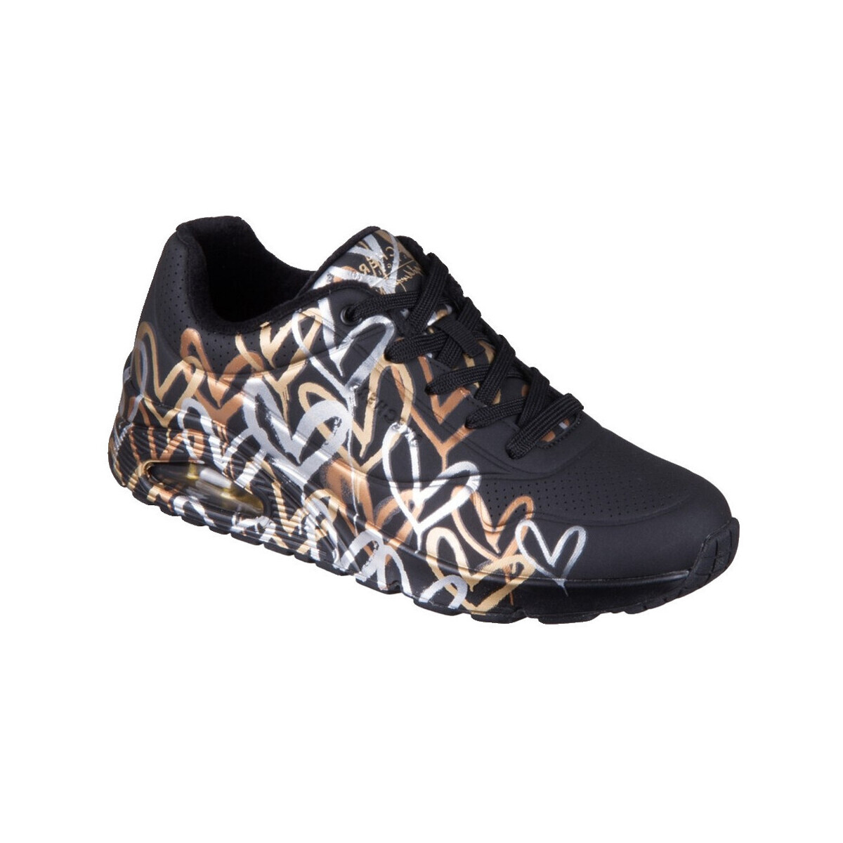 Skechers  Baskets  uno metallic love cuir  Černá