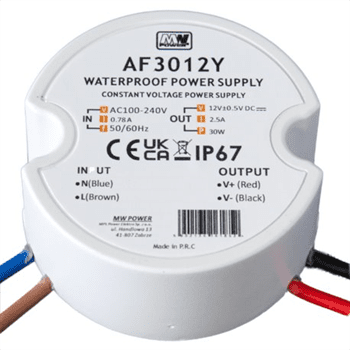 LED zdroj 12V 30W IP67 kulatý MW power AF3012Y