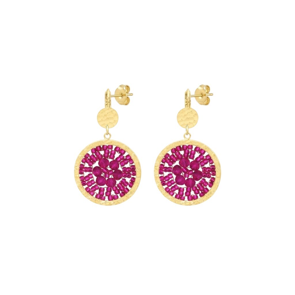 Sàntibé Pozlacené náušnice Fuchsia Mini Solène MINI SOL-FUCH-BO