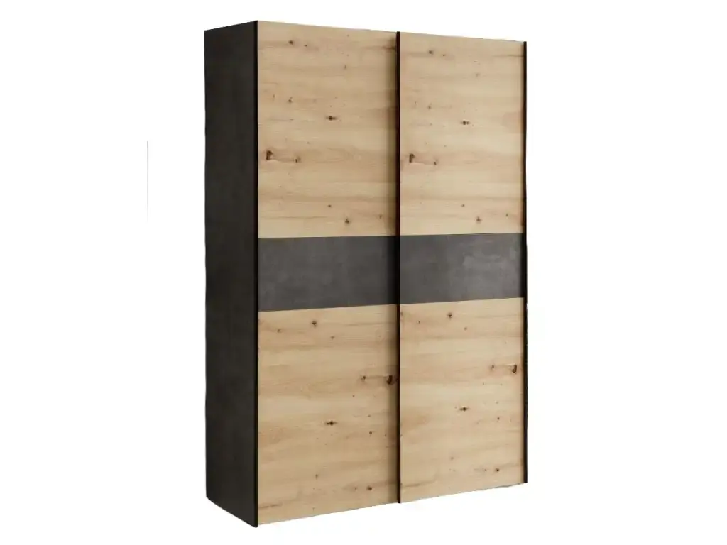 Šatní skříň ZUBARA s posuvnými dveřmi, dub artisan/šedá DOPRODEJ