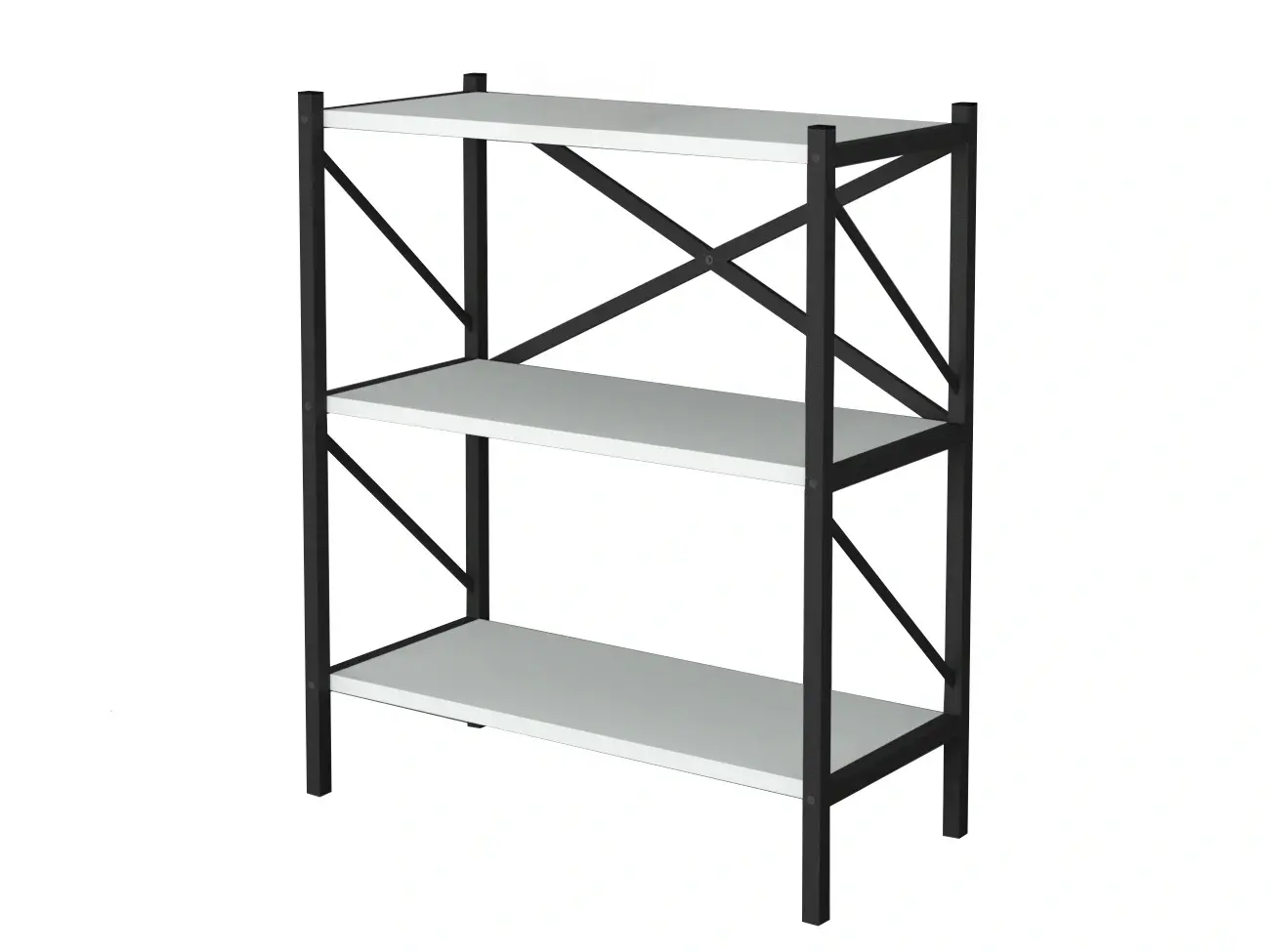 Kovový regál MEBRU 86 cm, černá/bílá DOPRODEJ