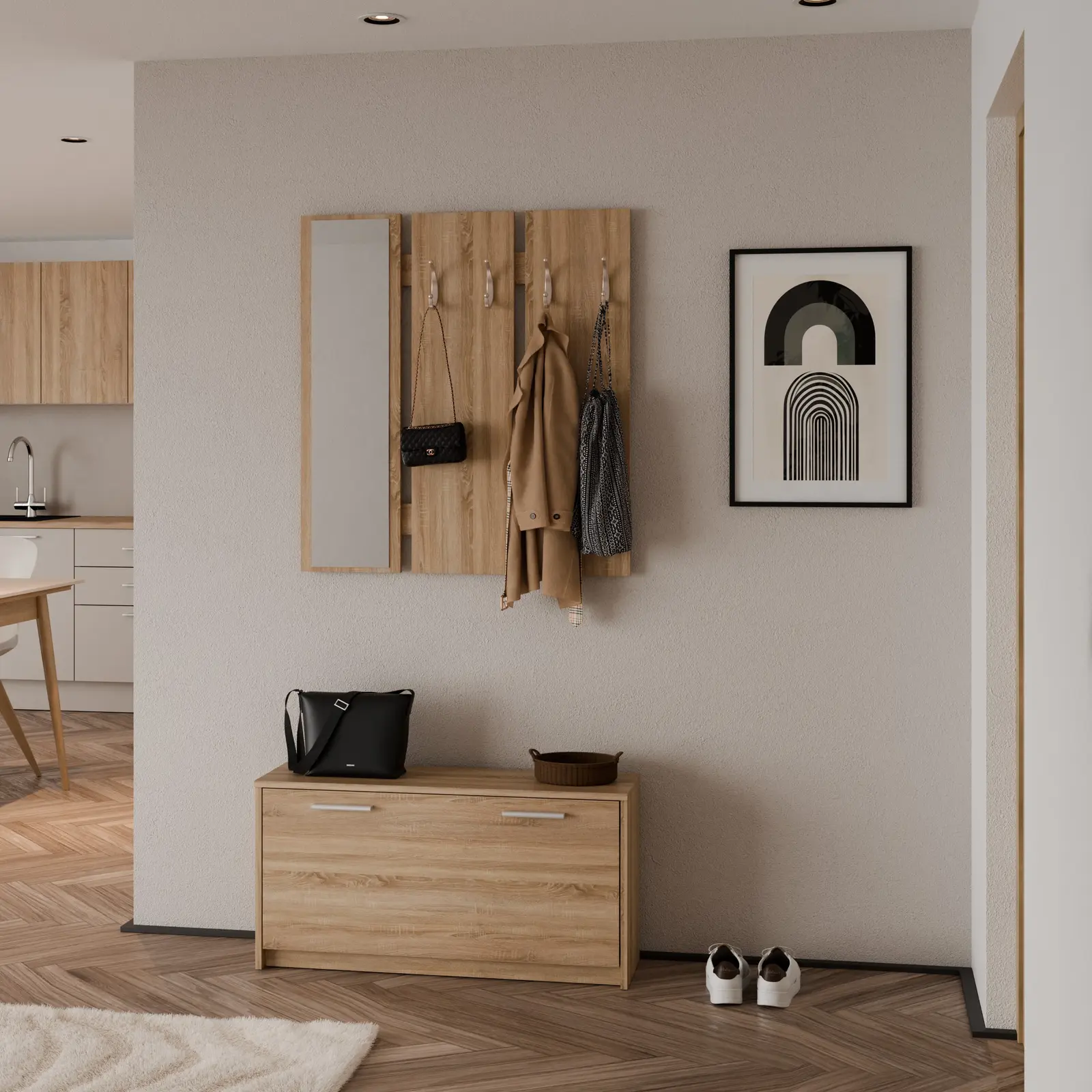 Předsíňová stěna NEJBY 3, dub sonoma