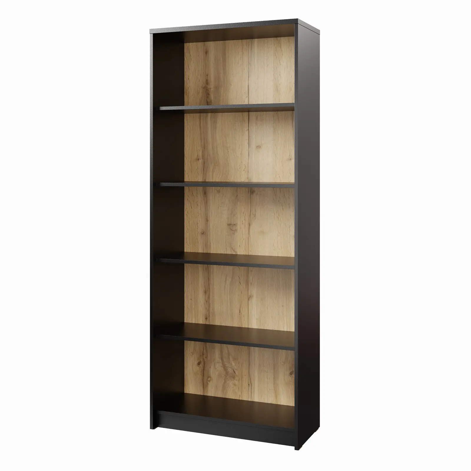 Regál vysoký NEJBY GIANNI, černá/dub wotan - II. jakost, POUZE OSOBNÍ ODBĚR
