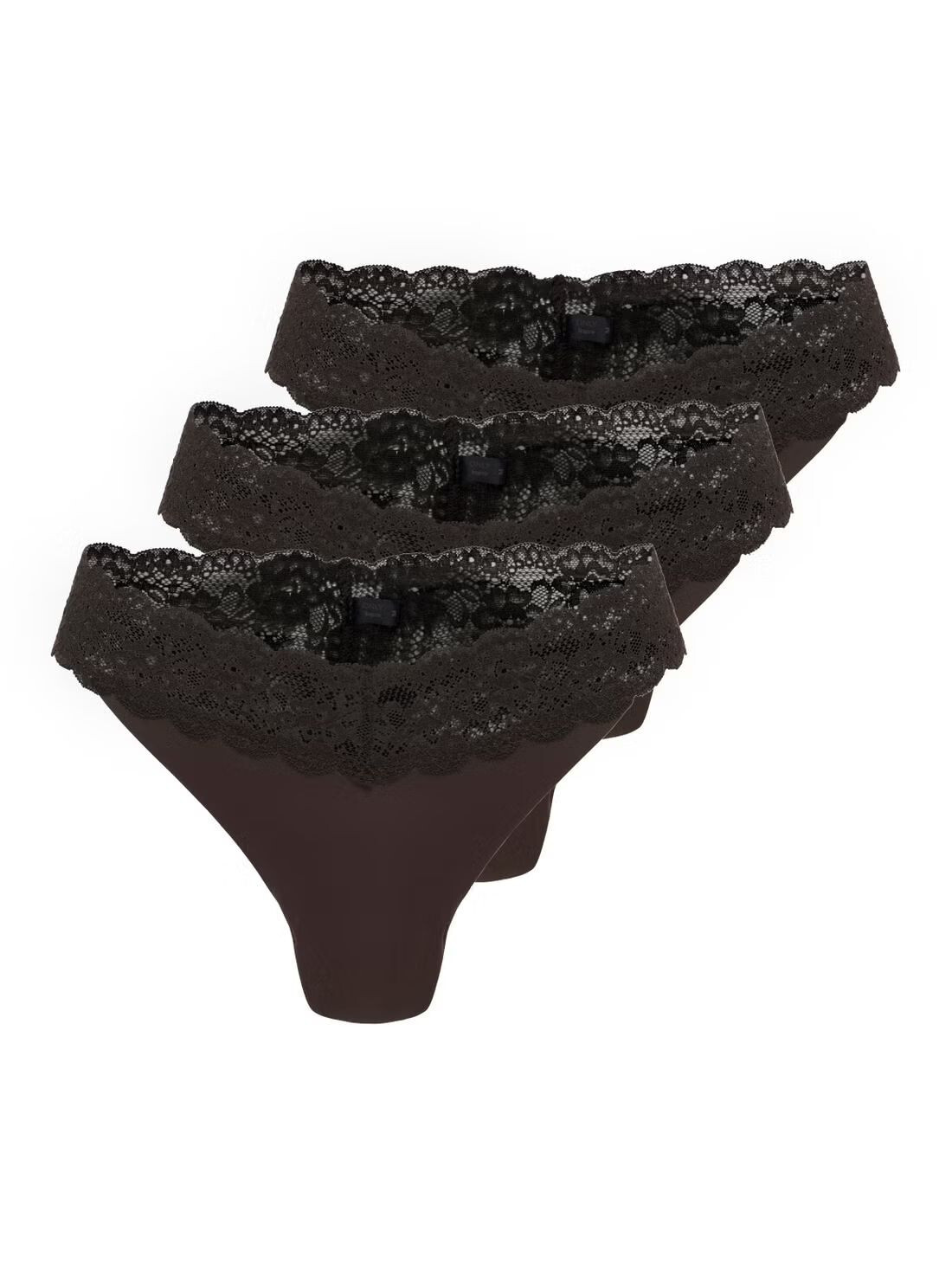 3PACK dámská tanga ONLY vícebarevná (15340169-Black coffe) S
