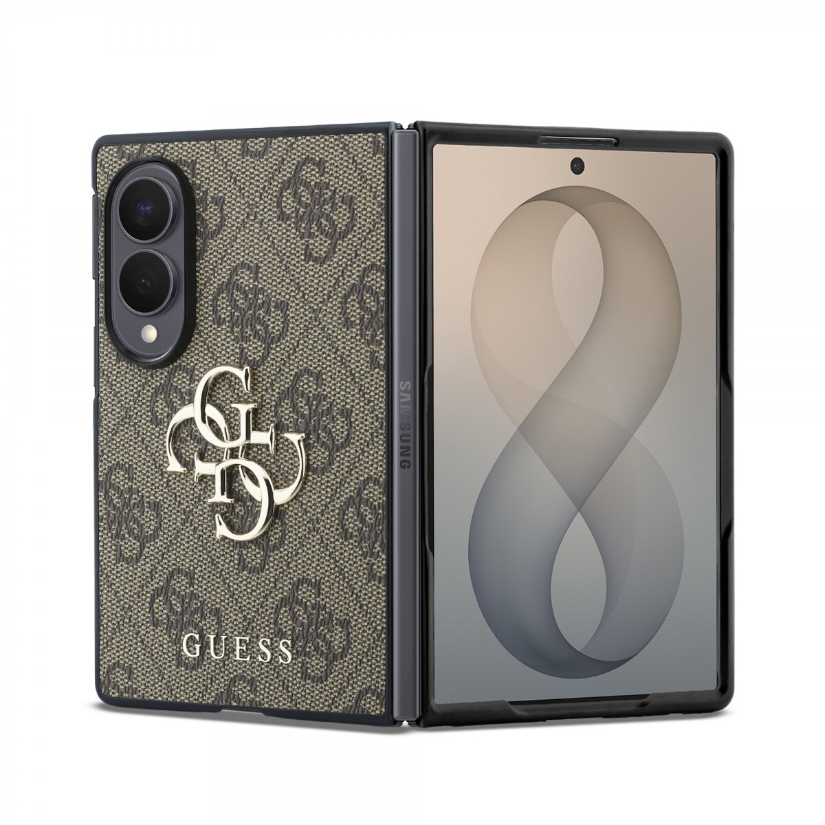 Kryt Guess PU 4G Metal Logo pro Samsung Galaxy Z Fold 8 hnědý
