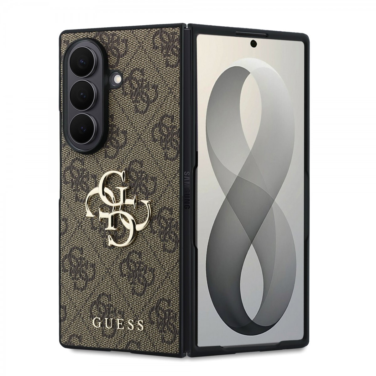 Kryt Guess PU 4G Metal Logo pro Samsung Galaxy Z Fold 8 Ultra hnědý