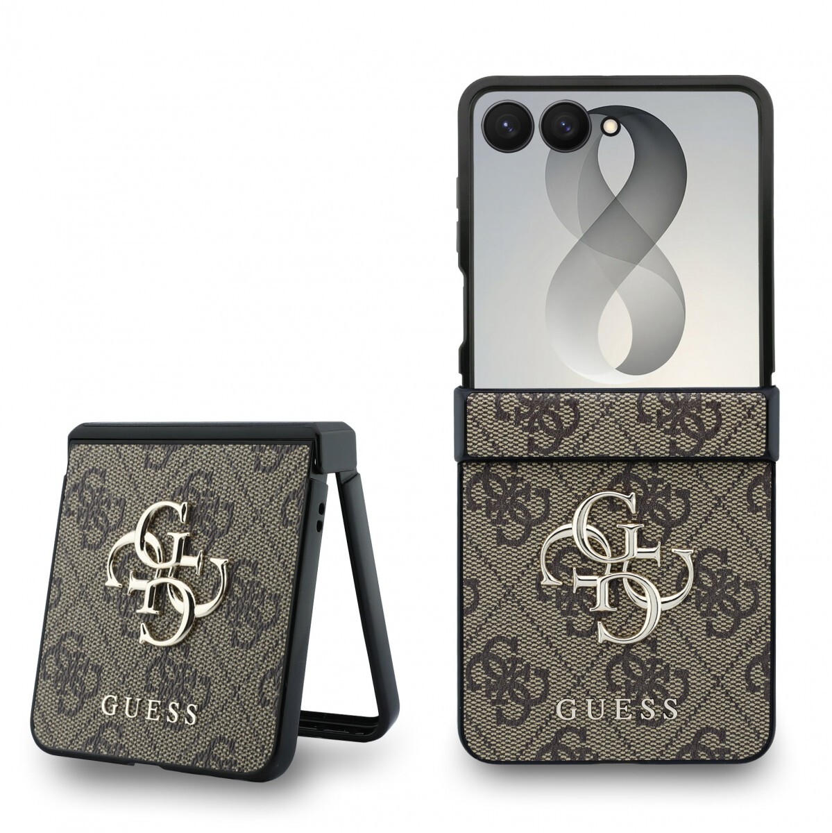 Kryt Guess PU 4G Metal Logo pro Samsung Galaxy Z Flip 8 hnědý