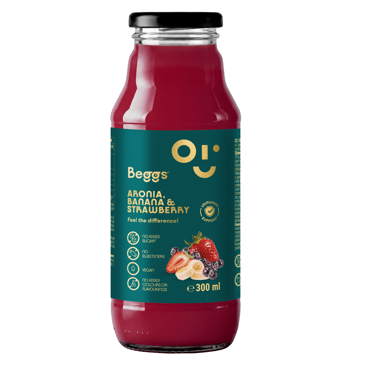 BEGGS Nápoj aronie, jablko, banán & jahoda 300 ml