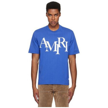 Amiri  STAGGERED LOGO TEE BLUE  Modrá