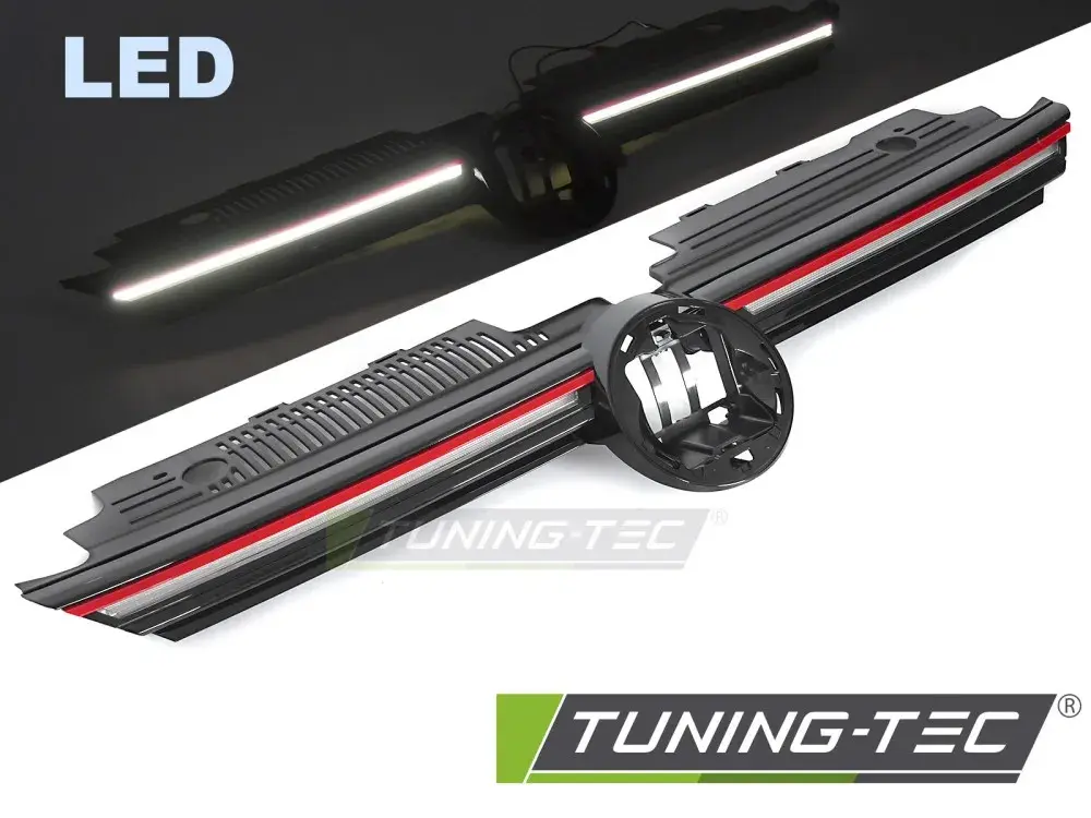 GRILLE with LED SPORT GLOSSY BLACK with RED LINE fits VW GOLF VIII 19-24