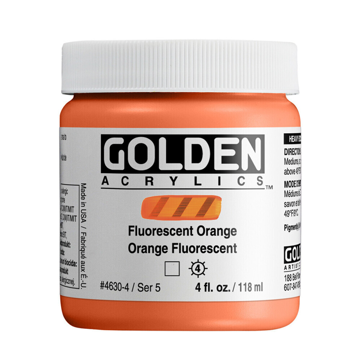 Akrylová barva Golden Heavy Body 118 ml - Fluorescent Orange 4630