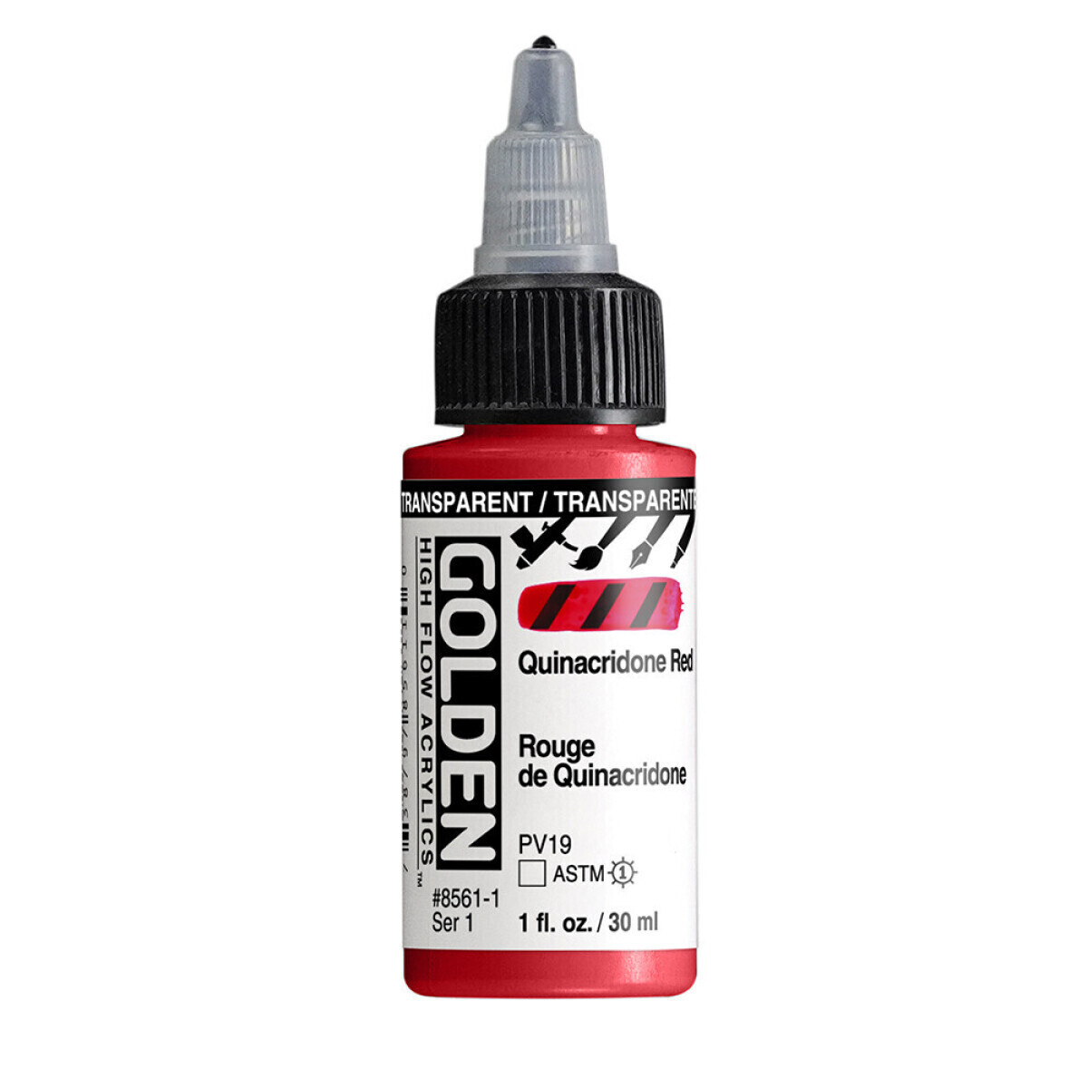 Akrylová barva Golden High Flow 30 ml - Transparent Quinacridone Red 8561