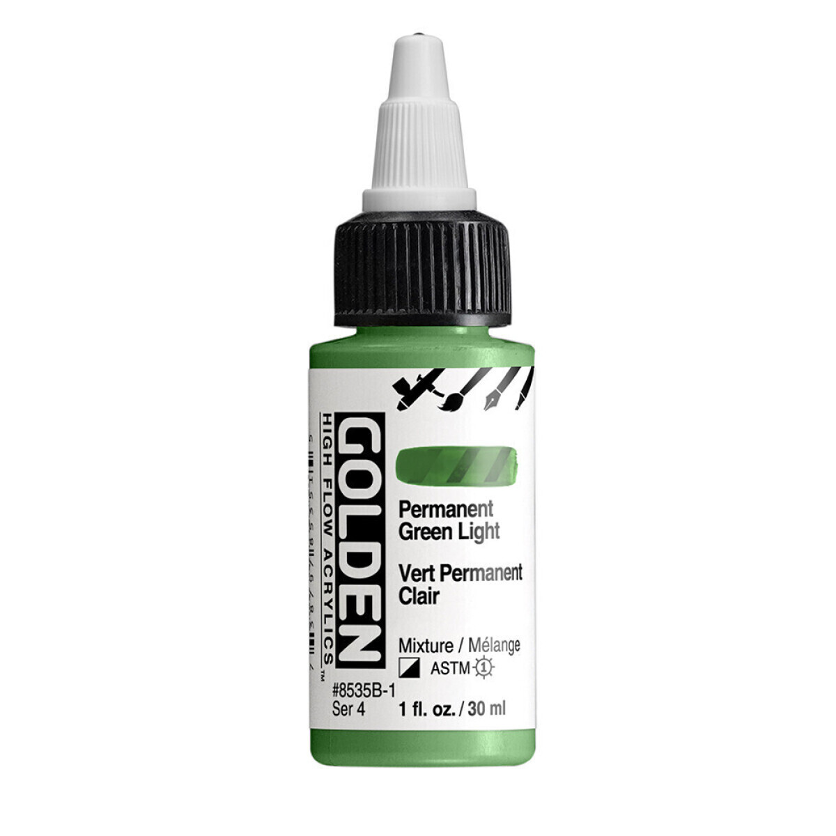 Akrylová barva Golden High Flow 30 ml - Permanent Green Light 8535