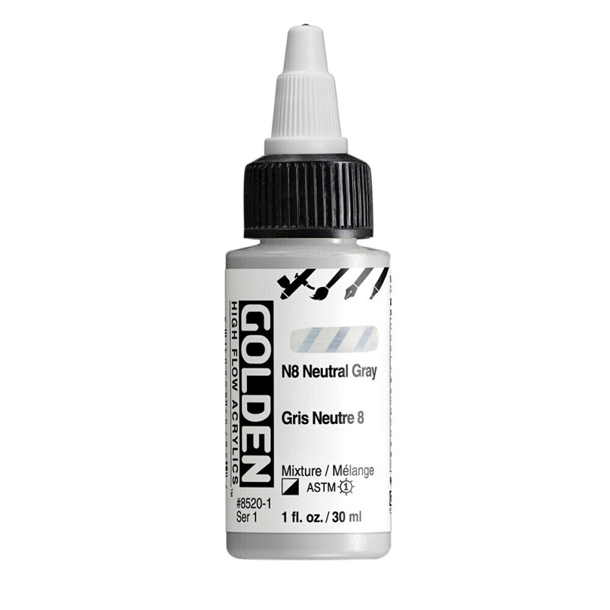 Akrylová barva Golden High Flow 30 ml - N8 Neutral Gray 8520