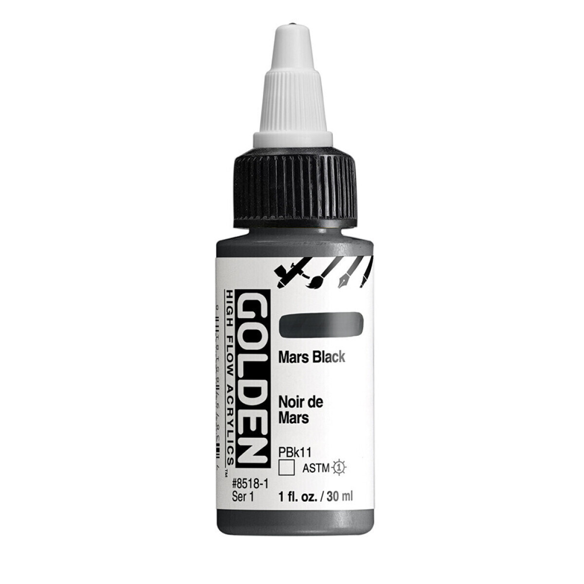 Akrylová barva Golden High Flow 30 ml - Mars Black 8518