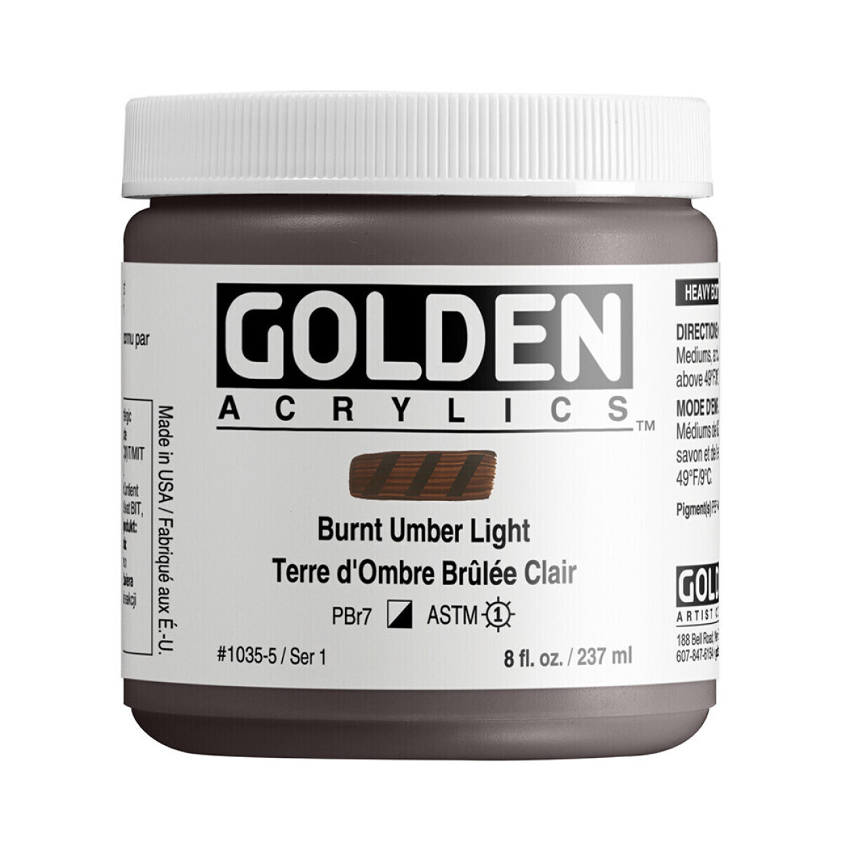 Akrylová barva Golden Heavy Body 237 ml - Burnt Umber Light 1035