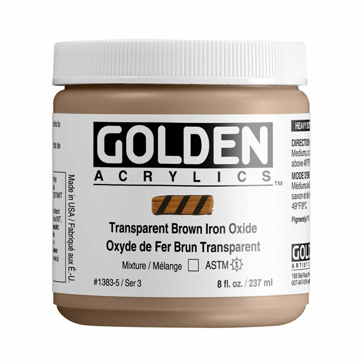 Akrylová barva Golden Heavy Body 237 ml - Transparent Brown Iron Oxide 1383