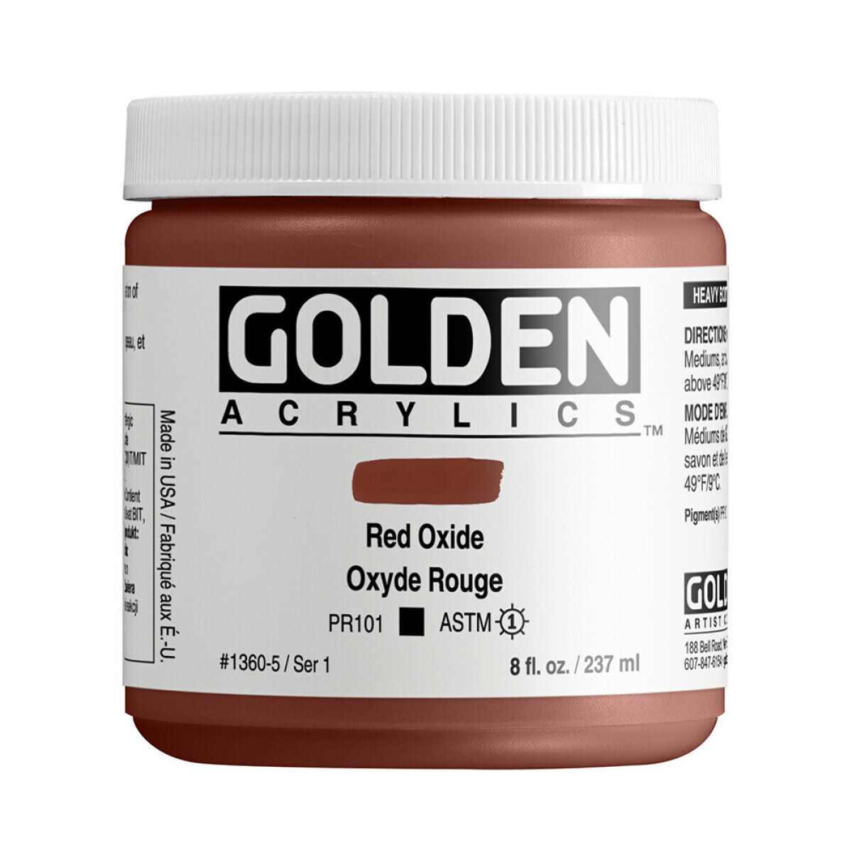 Akrylová barva Golden Heavy Body 237 ml - Red Oxide 1360