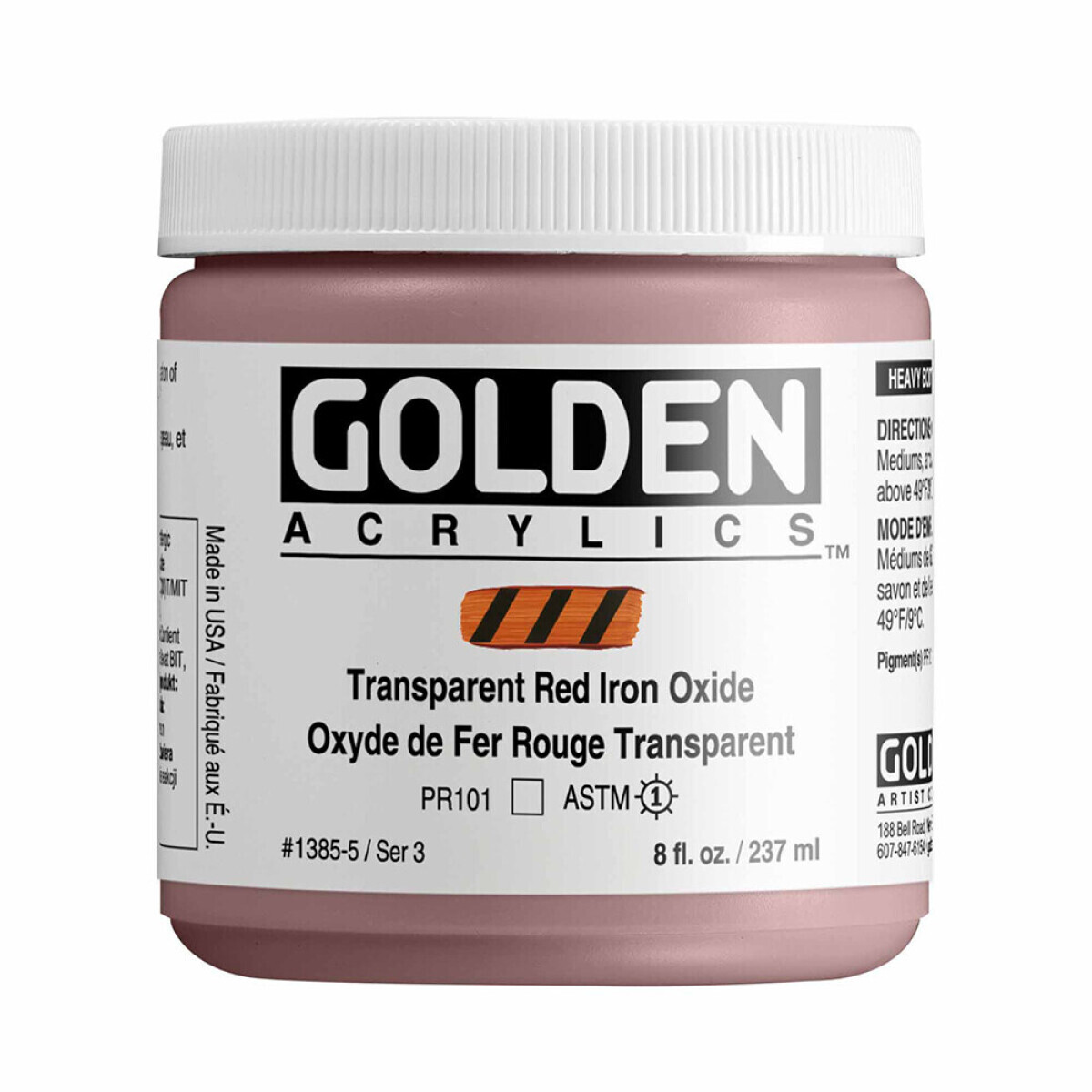 Akrylová barva Golden Heavy Body 237 ml - Transparent Red Iron Oxide 1385