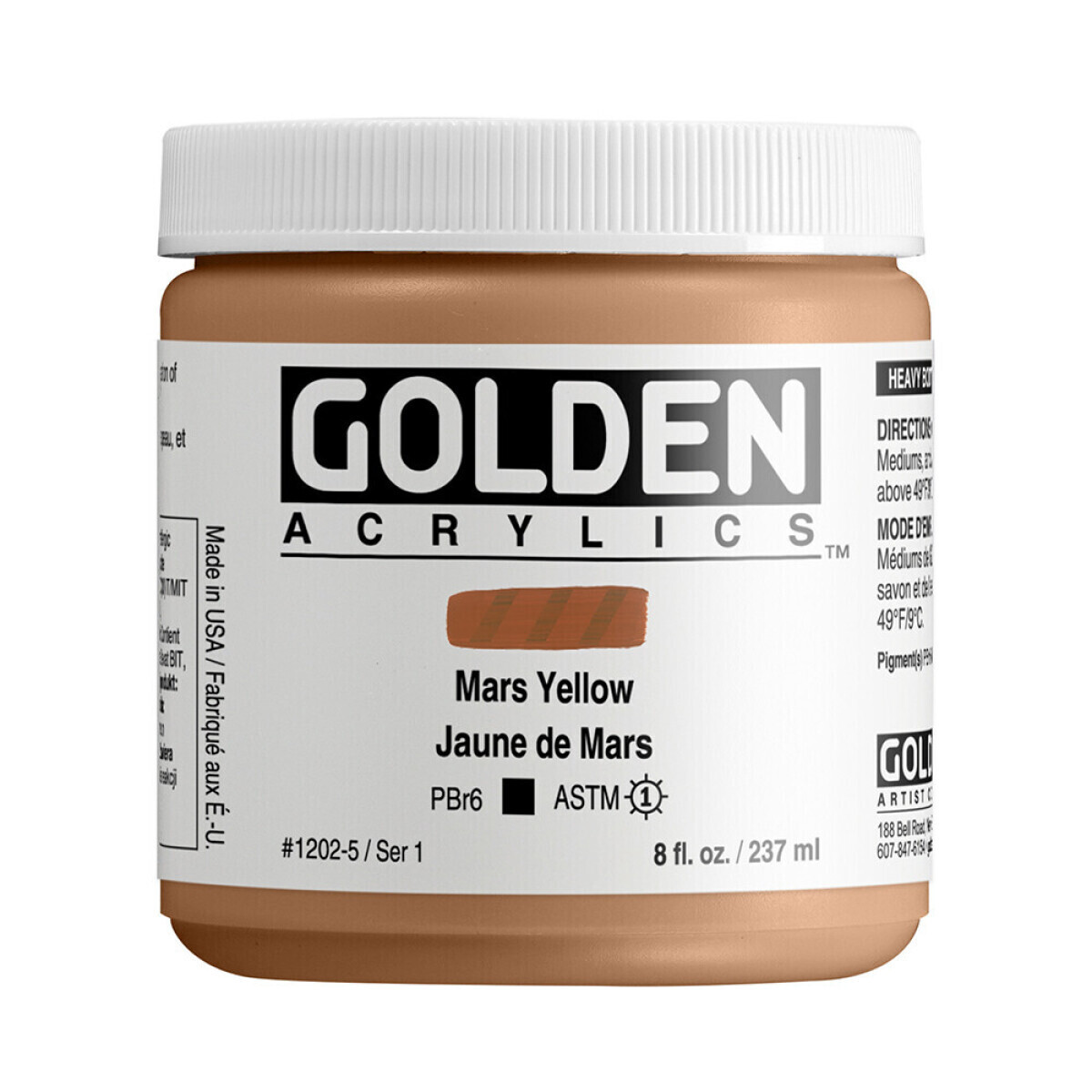 Akrylová barva Golden Heavy Body 237 ml - Mars Yellow 1202