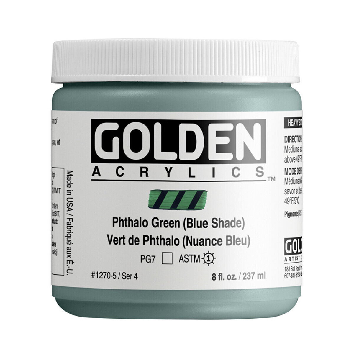 Akrylová barva Golden Heavy Body 237 ml - Phthalo Green (Blue Shade) 1270